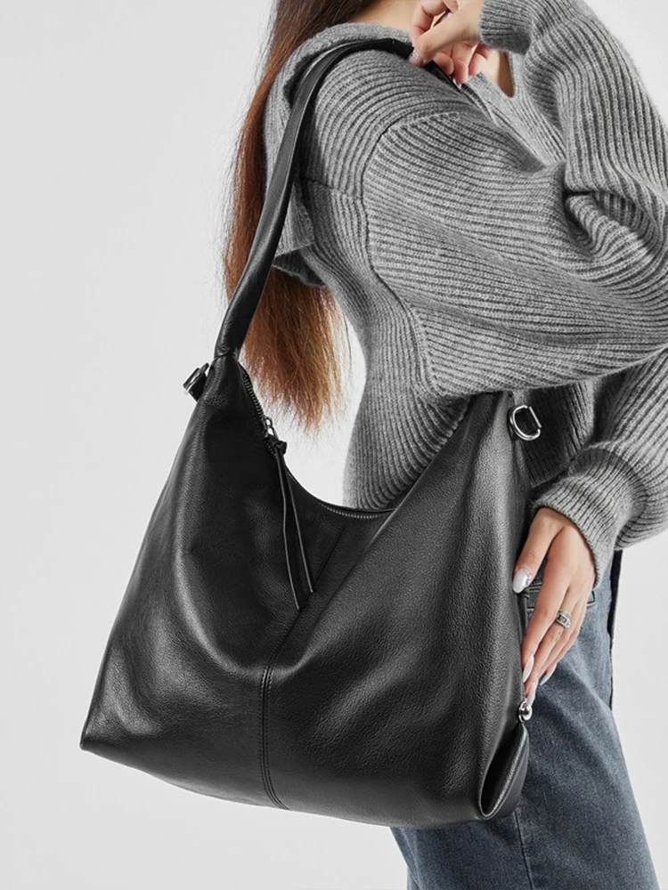 

Модная женская сумка через плечо из 100% натуральной кожи, повседневная роскошная сумка-тоут Hobos, вместительная сумка через плечо, однотонные сумки-мессенджеры