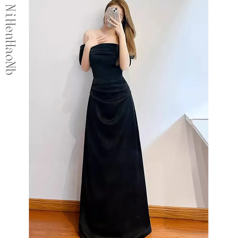 

Spring Long Birthday Party Evening Off Shoulder Floor Length Dresses for Women Luxury Elegant Clothing