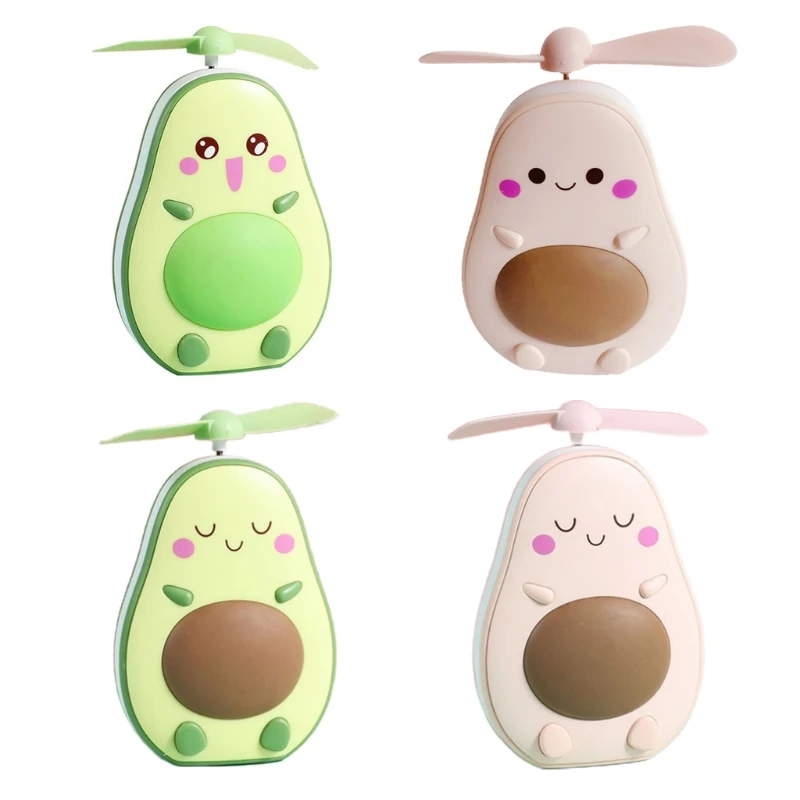 

Mini Makeup Mirror And Fan 2 In 1 Integrated Avocado Shaped Practical Portable USB Charging LED Multifunctional Dropship