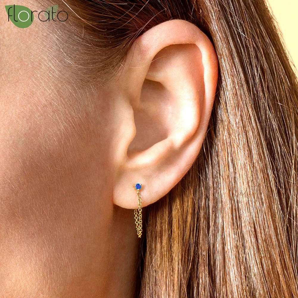 925 Sterling Silver Needle Minimalist Metal Chain Fringe Gold Earrings for Women Delicate Stud Earrings Luxury Jewelry Gifts