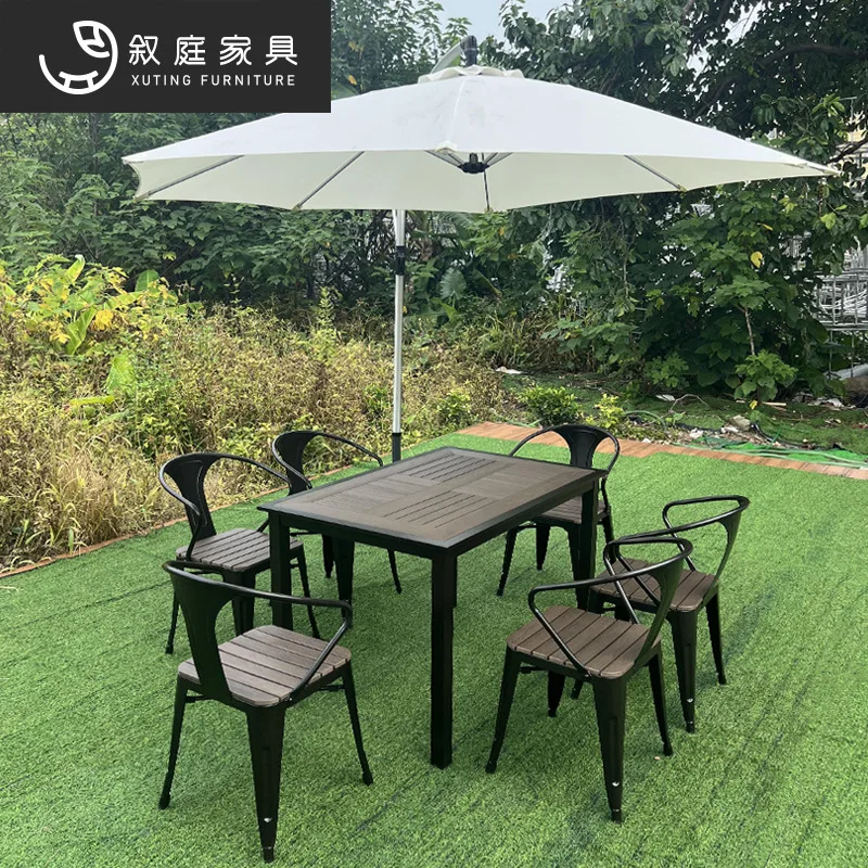 Xuting Outdoor Courtyard Garden Retro Chair Waterproof and Moisture-proof Outdoor Rooftop Leisure Outside Swing Plastic Wood Tab