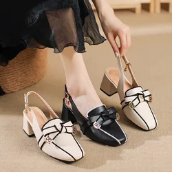 Women Spring Spuare Toe Leather Shoes 2023 New Fashion Vintage Single Shoes Loafers Patent Leather Female Pumps Zapatos De Mujer