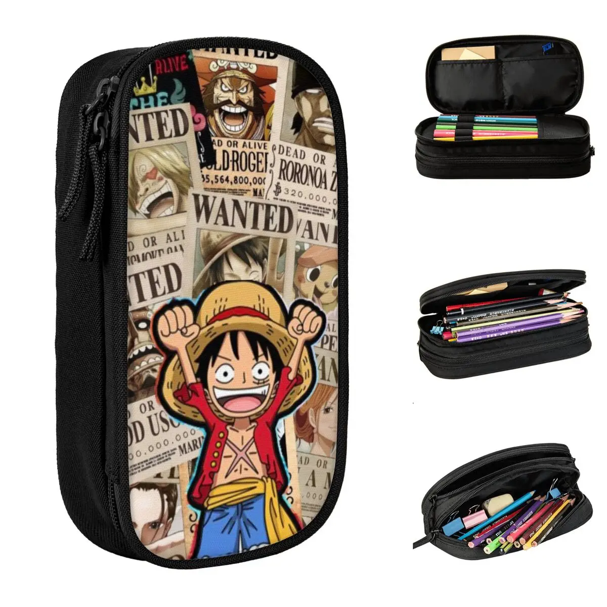 

Large Pencil Pouch Luffyed Zoros Tony Choppers Anime Merch Double Layer Pencil Box Girl Make Up Bag Amazing Gift