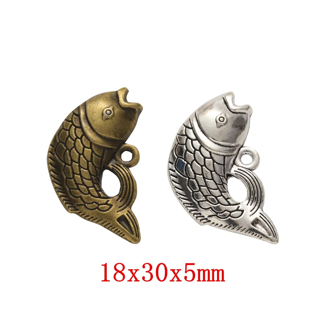 22pieces (fish) vintage zinc alloy charm metal pendant DIY jewelry discovery making accessories 836