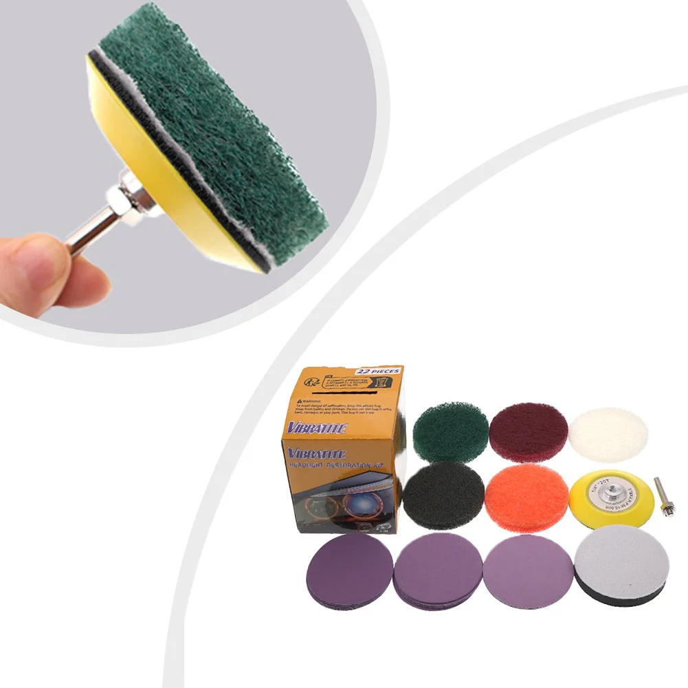 

22 шт. комплект для восстановления фар с несколькими наждачной бумагой для прозрачных автомобильных фар, процесс быстрой и легкой полировки