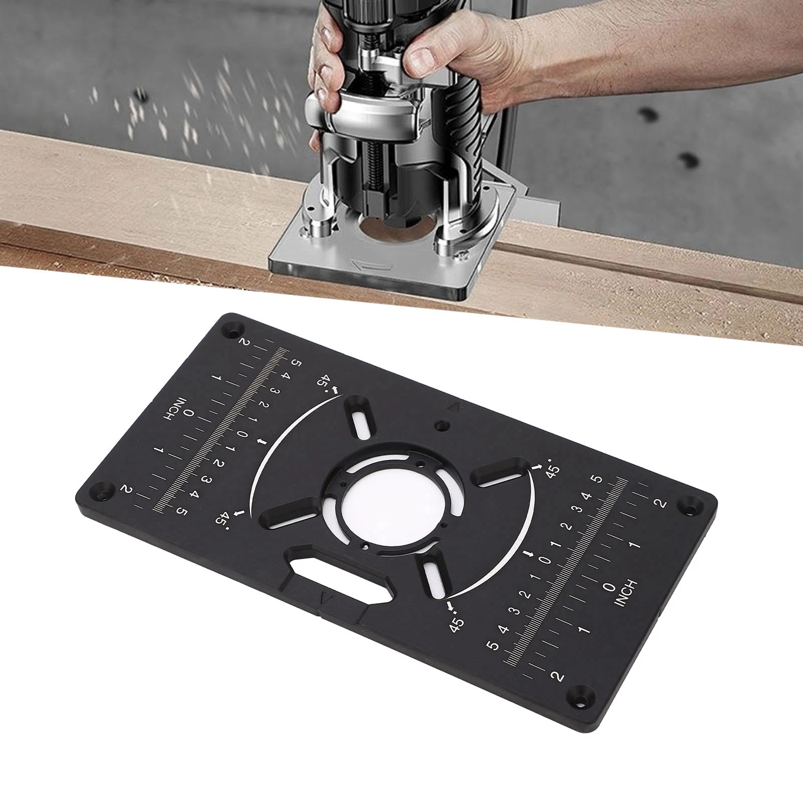 Router Plate Aluminum Alloy Router Table Insert Plate Trimming Machine Flip Board Black
