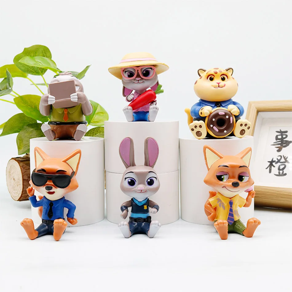 En stock |   Recién llegado, 6 uds., figuras sentadas de la serie de animales de PVC, bonitos adornos de escritorio para niños, regalos de Navidad perfectos