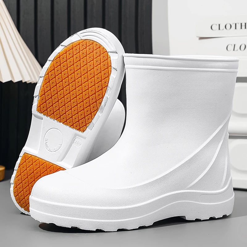 أحذية المطر لصيد الأسماك، غير قابلة للانزلاق، مقاومة للماء، أحذية المطر القصيرة، أحذية المطر الصيدية الخارجية المقاومة للاهتراء، مطبخ متكامل لنظافة الطعام