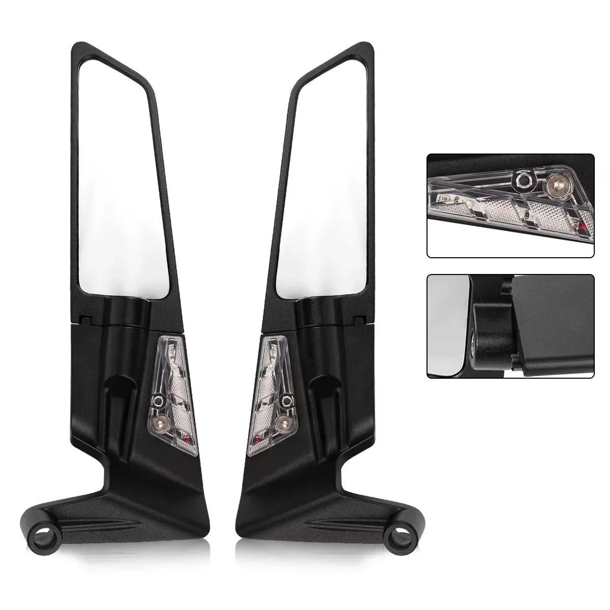 Alerón de espejo de una luz grande, espejo retrovisor para motocicleta, espejos laterales deportivos fijos para moto, espejo para motocicleta honda kawasaki