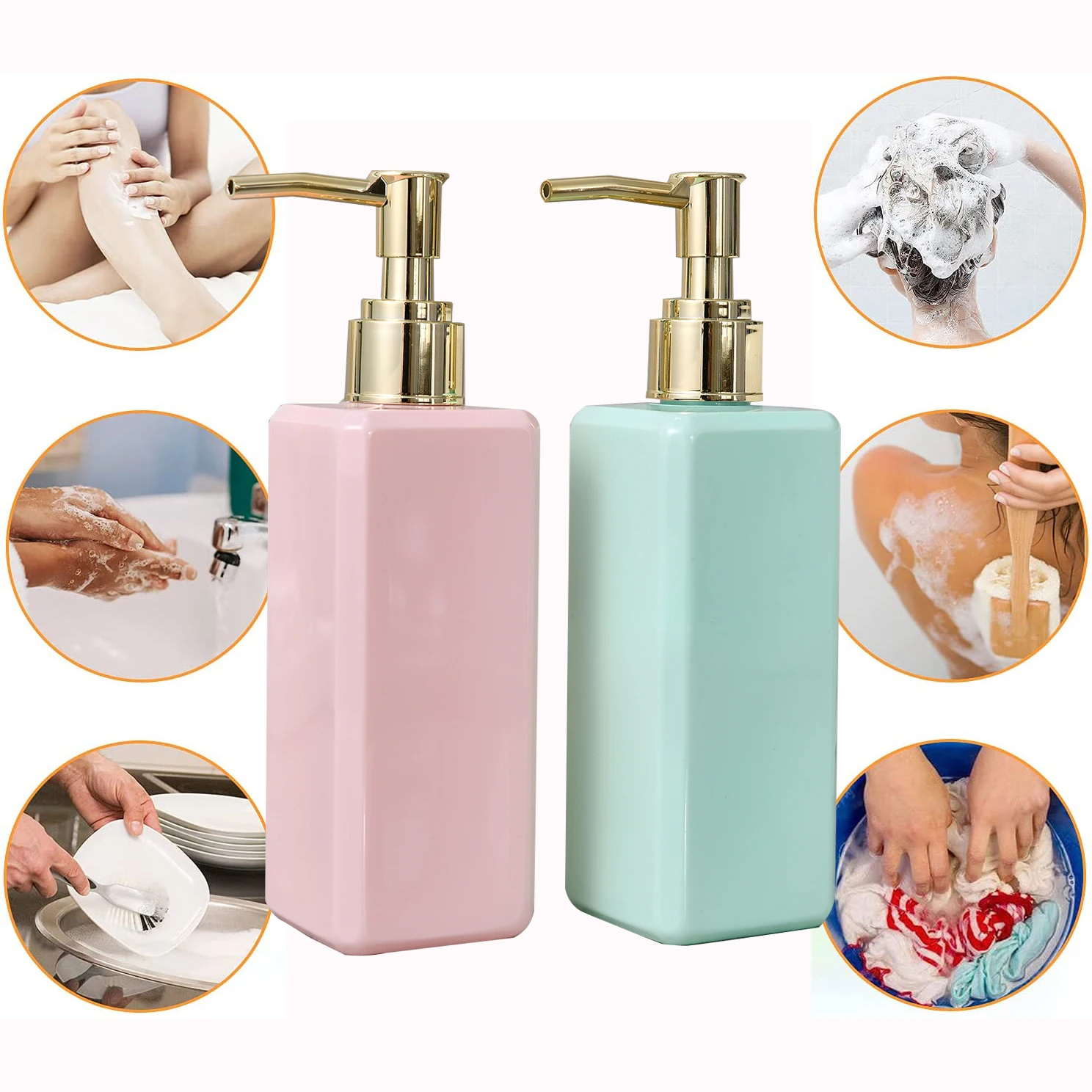 250ml Soap Pump Dispenser Bathroom Shampoo Kitchen Dish Square Pump Bottle Refill Shower Plastic Hand Liquid Storage Container