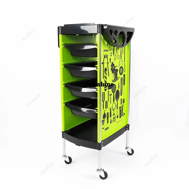 Plastic Salon Trolleys European Salon Furniture Beauty Salon Auxiliary Cart with Wheels Multi-layer Hairdressing Trolley K
