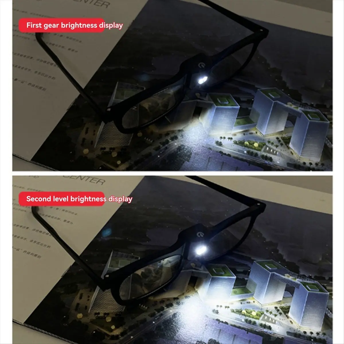 AA83 2 LED Lamps Glasses Type Magnifying Glasses Metal Coated Plastic Legs Seniors Illuminated Presbyopia Glasses Reading