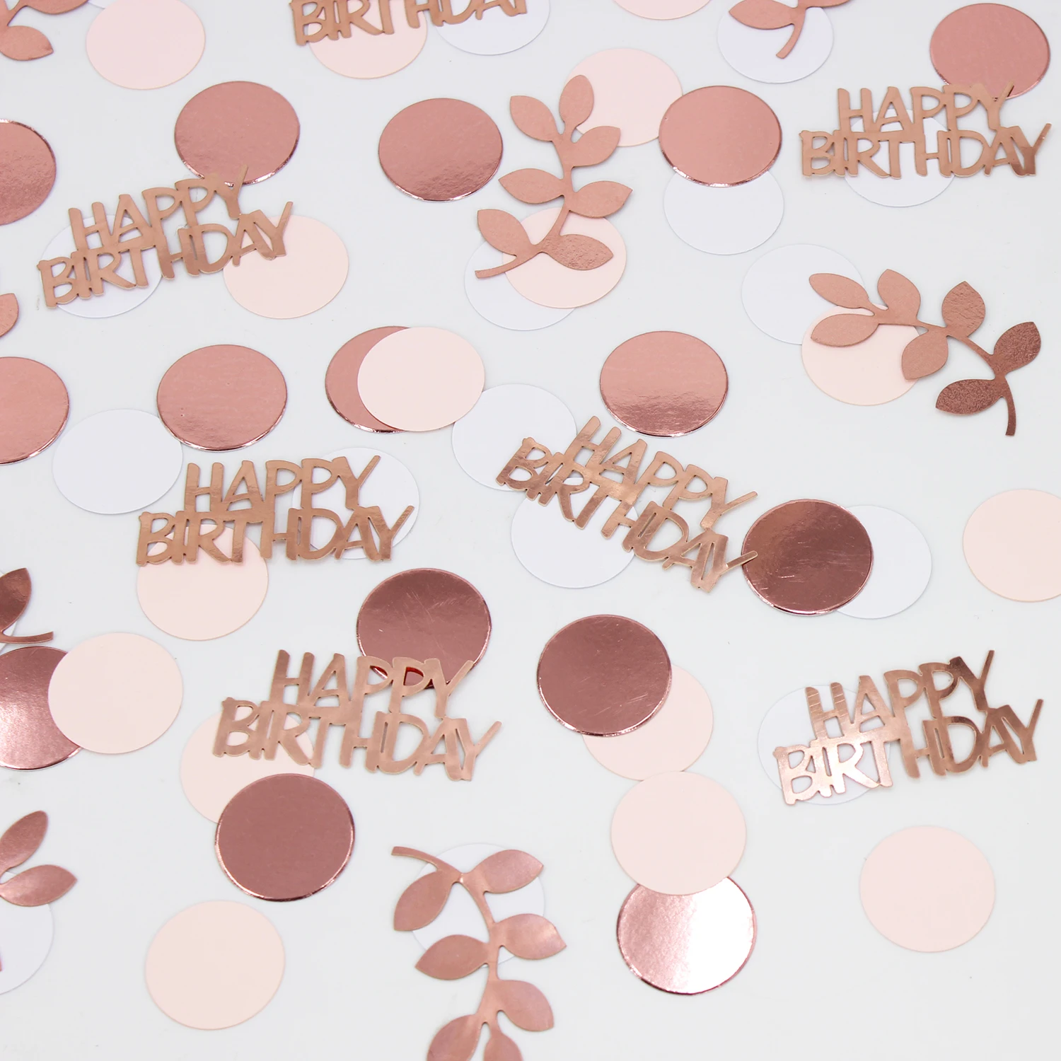 120 Stück Roségold-Thema Happy Birthday Konfetti, Roségold-Karte Sage Rundes Konfetti, Geburtstagsparty Tischdekoration Zubehör – Detail 3