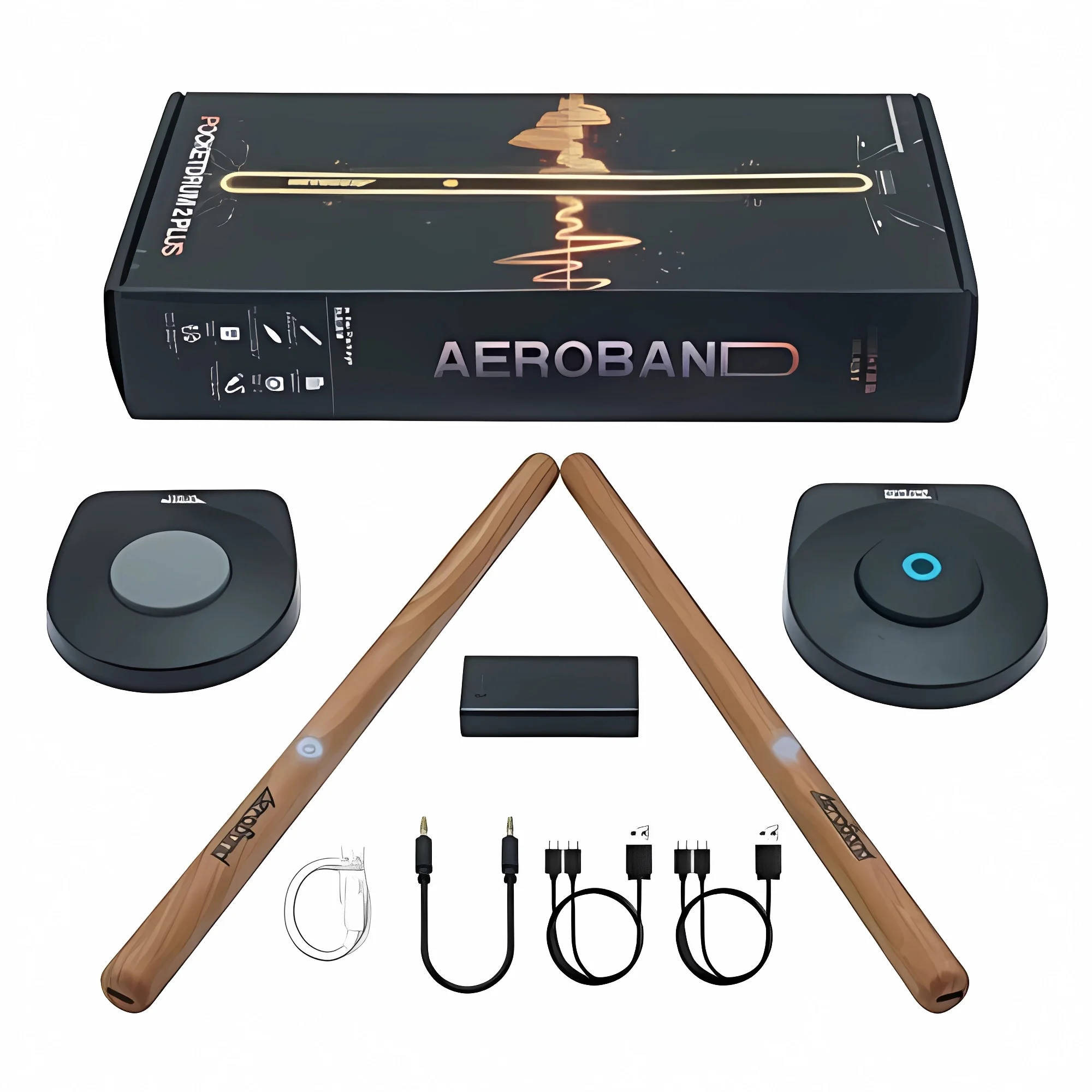 Portable Drum 2 Plus, Somatosensory Digital Electronic Air Drum Stick Set ,Drumsticks, Foot Pedals, Bluetooth Adapter