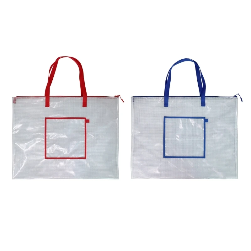 

Clear Mesh Zippered Poster Bag Poster Bag Carrying Case for Artwork, Paintings, Drawing Pad and Art Supplies