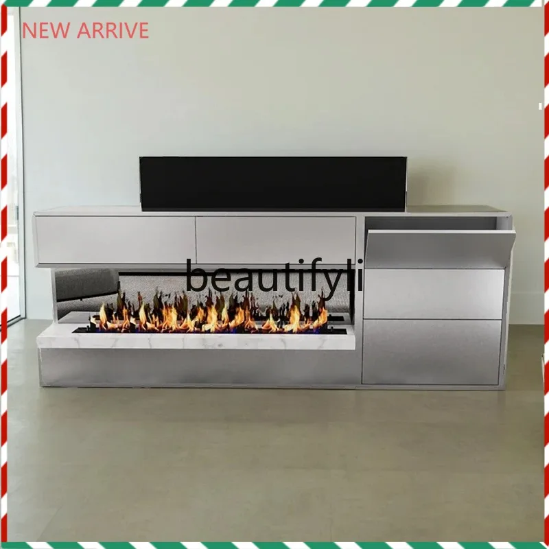 D2520 TV Storage Cabinet Integrated Hidden Concealment High-end Display Living Room Fireplace Living Room Partition Cabinet New