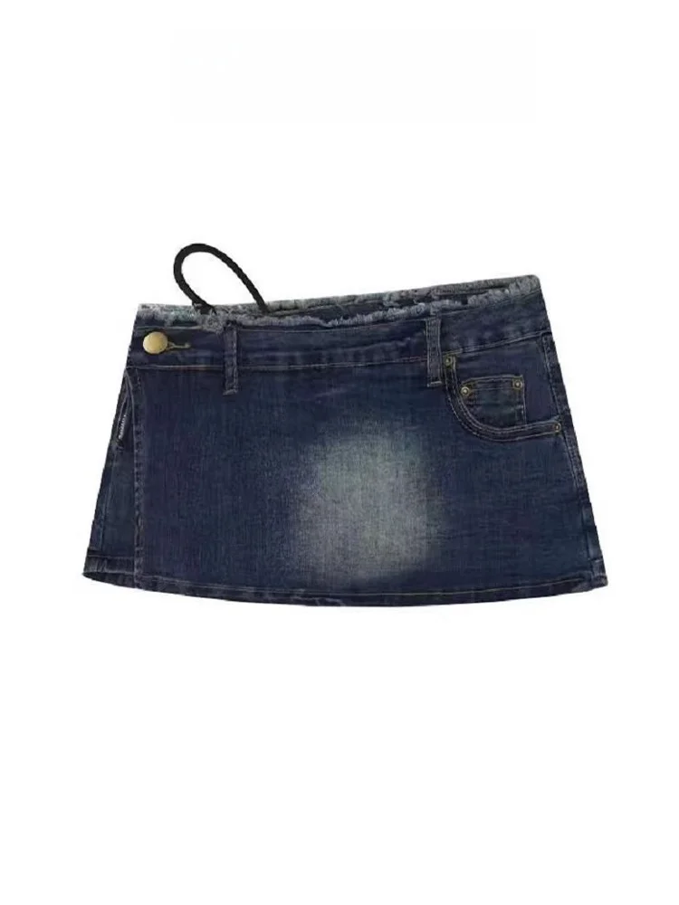 

American Sle ort Denim Skirt Women Summer Pure Desire Low Waist Frayed Super ort Sexy Slimming f-length Skirt