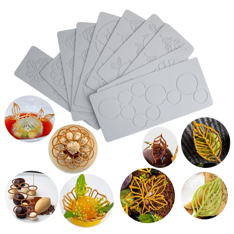 Crispy Chip Sugarcraft Silicone Cake Molds Leaves and Geometric Textures Lace Mat Chocolate Moulds Dessert Decorating Tools