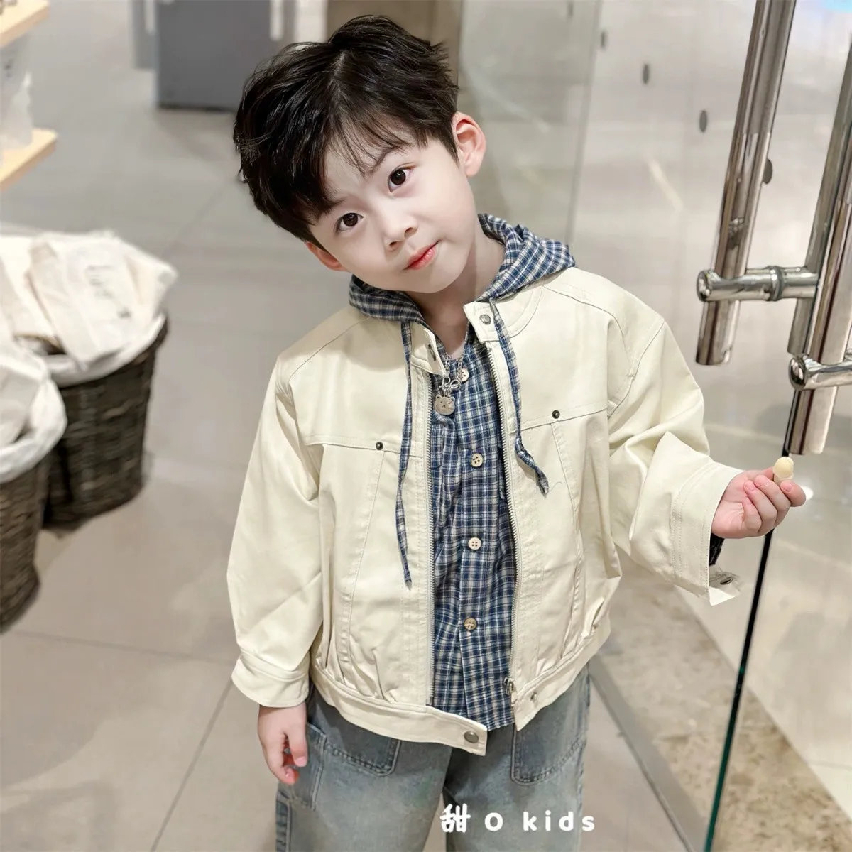 

New Children's Pure Color Leather Jacket Spring Autumn Boy Girl Baby Versatile Simple Coat Kids' Outerwear