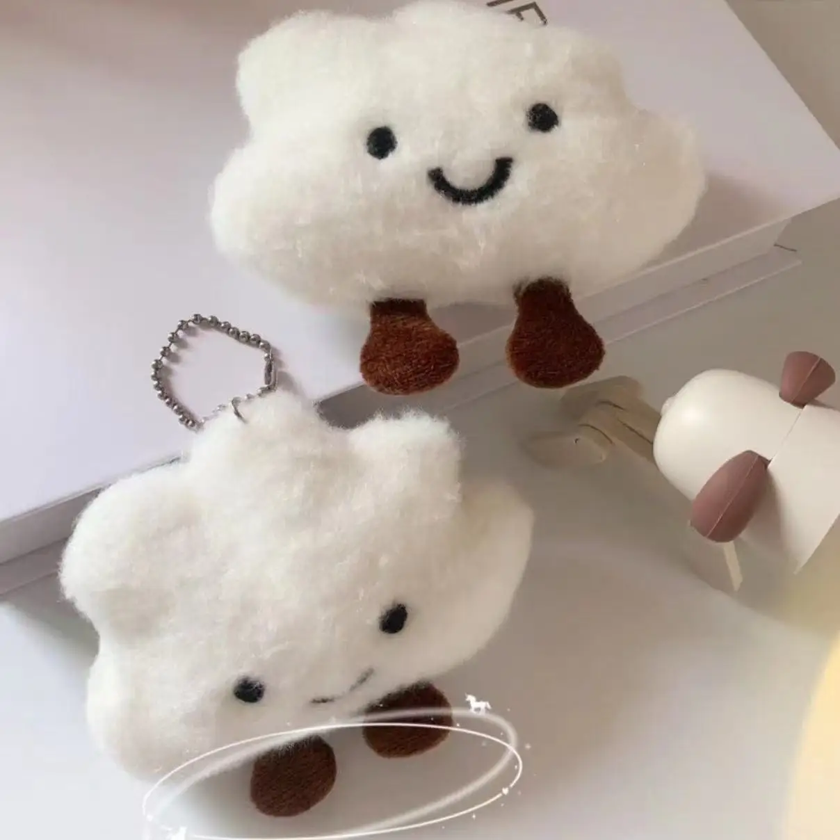 

Cute Plush White Cloud Pendant Keychain Girl Bag Accessories Kawaii Pendant Doll Couple Key Ring