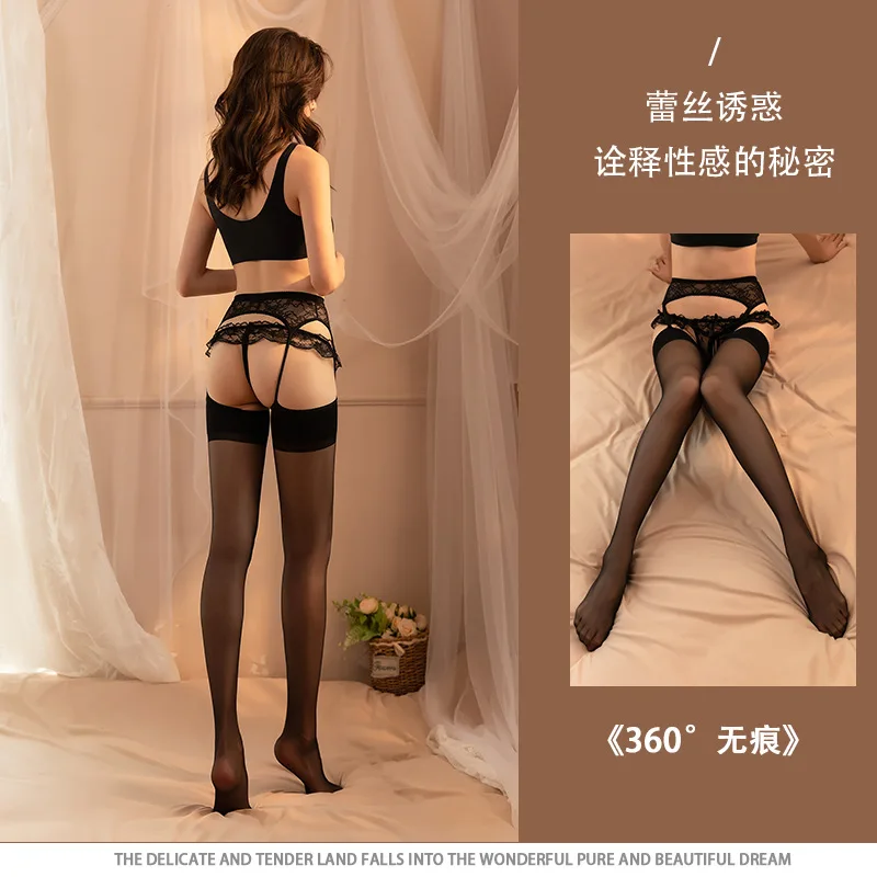 

Summer Thin Jacquard Suspender Fishnet Stockings One-piece Pantyhose Stockings Anti-slip Fishnet Stockings Temptation Black