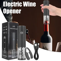 Apribottiglie elettrico per vino con taglierina per stagnola strumenti per Bar ricaricabili apribottiglie automatico cavatappi elettrico regalo per amante del vino