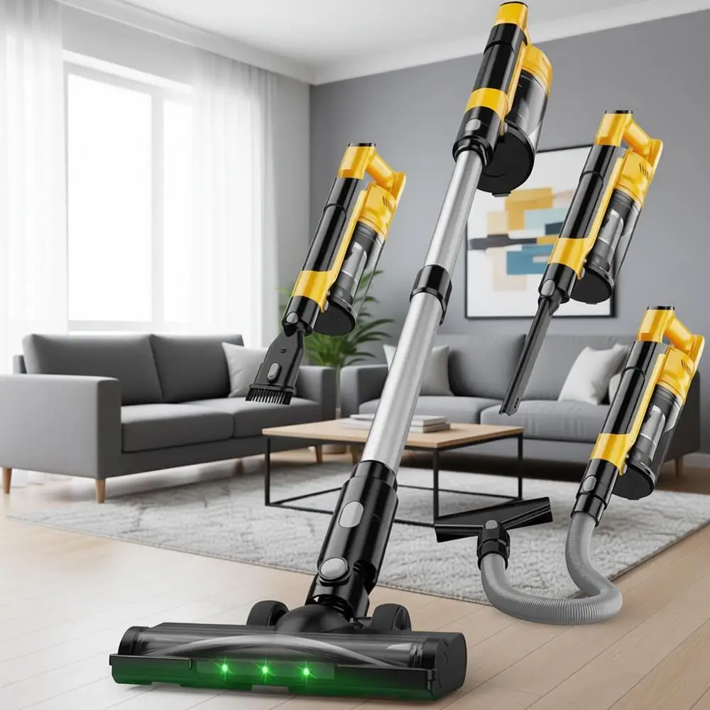 

20V Lightweight 7-in-1 Stick Vacuum Cleaner with HEPA Filter, 350W Motor, Suitable for Hard Floors, Carpets, and Cars (Battery N