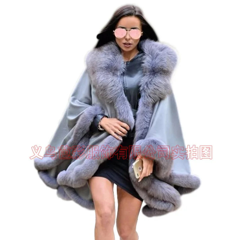 AliExpress Cross-border European and American Fur Shawl Artificial Hair Imitation Mink Fleece Long Imitation Rabbit Plush Shawl
