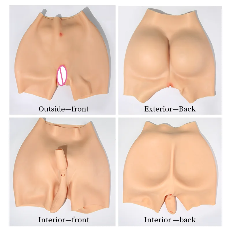 Lervanla Men's Silicone False Vagina Pants Sexy Buttocks 2cm Shemale Cosplay Crossdresser Drag Queen Hip Enhancer Pant 6 Colors