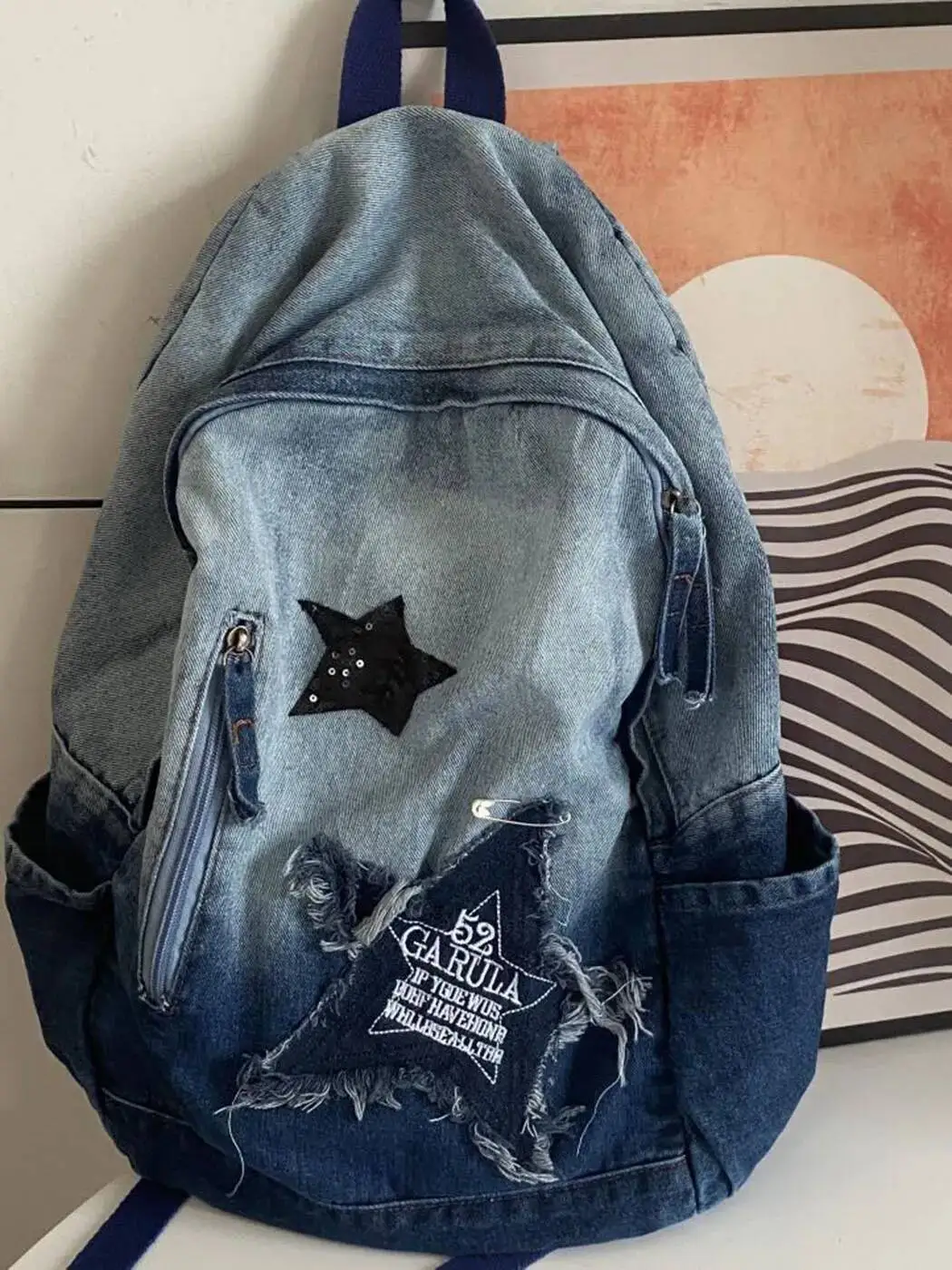 

Bloom Vintage Grunge Denim Backpacks Women Patchwork Large Capacity Y2k Mochila School Bag Ladies Haruku Backpack Aesthetic