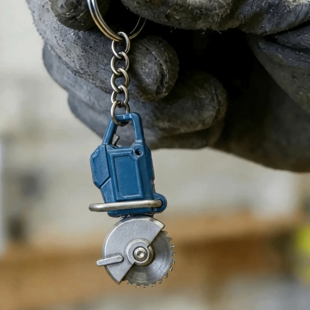 Resin Portable Chainsaw Keychain Ring Bag Charm Handheld Angle Grinder Keychain Portable Pruning Chainsaws