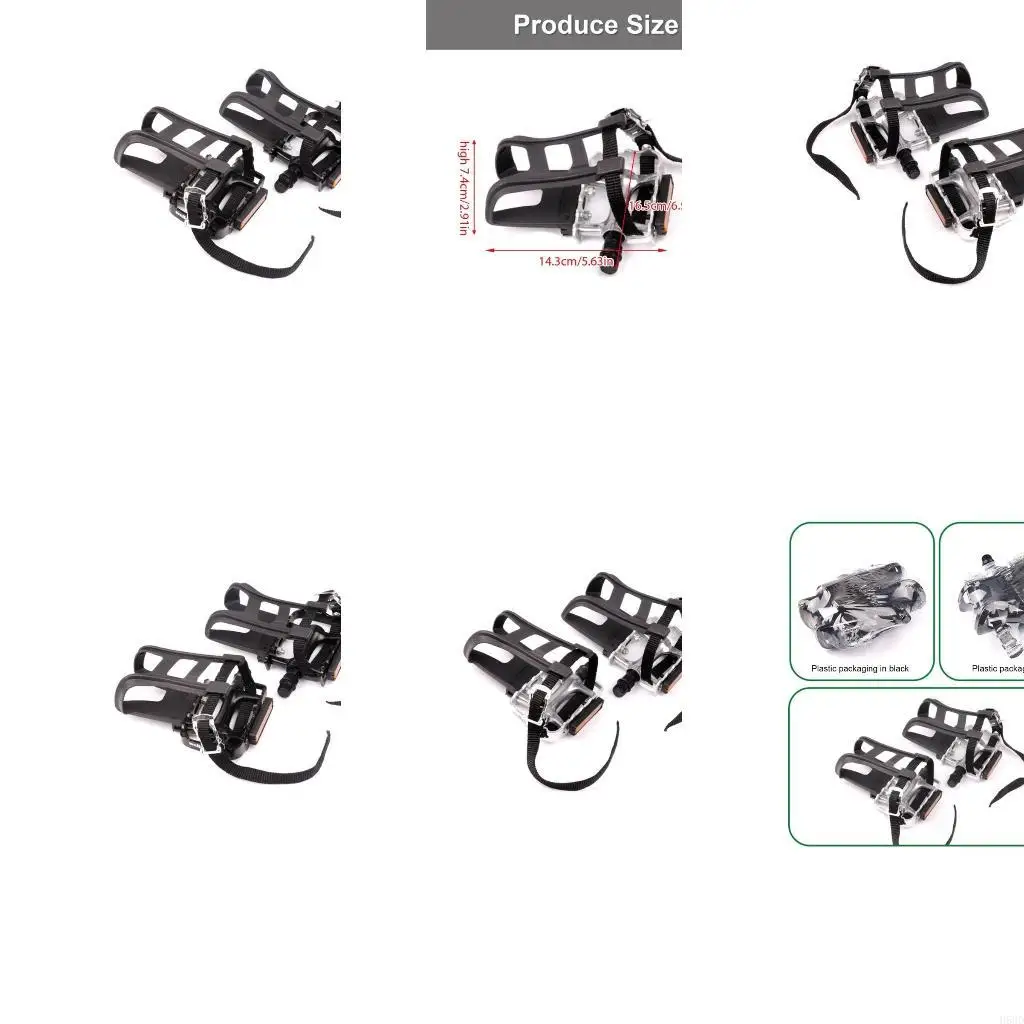 

Bicycles Pedals Toe Clip Cage Spin Pedals with Toe Clip and Strap for Exercise Outdoor Cycling, Indoor Stationary Bike