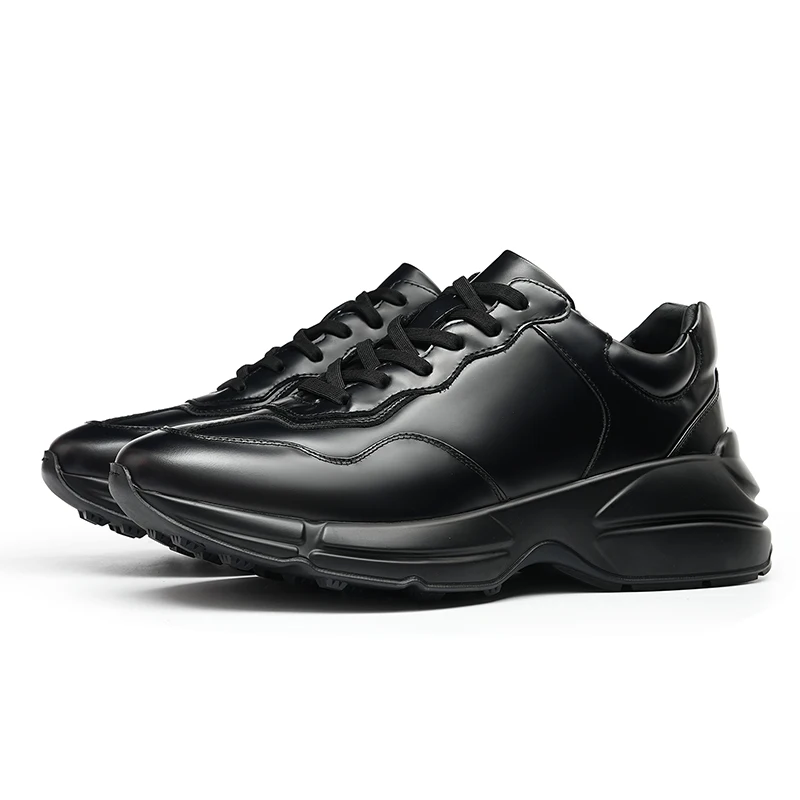 Leisure Walking Thick Sole Sport Shoes Genuine Leather Men Shoe with Lace Comfortable Footware Euro American Trend Style