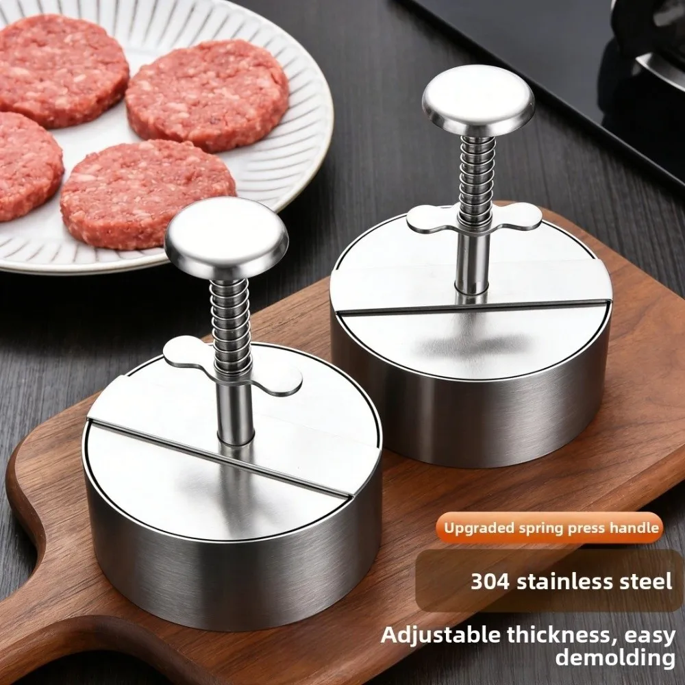 Durable Stainless Steel Burger Press Round 8/10/12 cm Patty Making Mold Kitchen Tool Non Stick Meat Patty Press Home Cooking