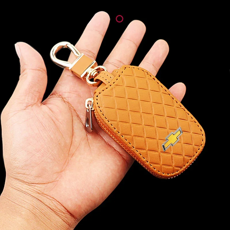 Leather Car Key Case Cover Keyring Bag for Chevrolet Cruze Malibu Tahoe Equinox Impala Sonic Traverse Lacetti Captiva Keychain