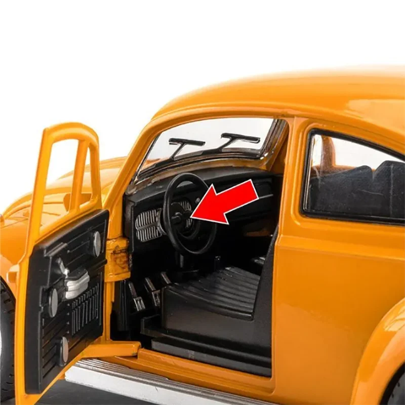 1:18 1955 Beetle Classic Car Model Diecast Simulation Metal Alloy Car Sound Light Pull Back Toy Vehicle Collection Toy Gifts