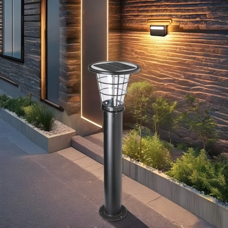 High Grade 304 Stainless Steel  High Intensity LEDs Lithium Battery Led Solar Bollard Garden Light For Lawn