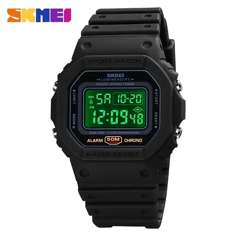 

Skmei 2 Time Count Down Mens Wristwatches Fashion Retro Male Watches Reloj Hombre Multifunctional Digital Sport Watch Men 1628