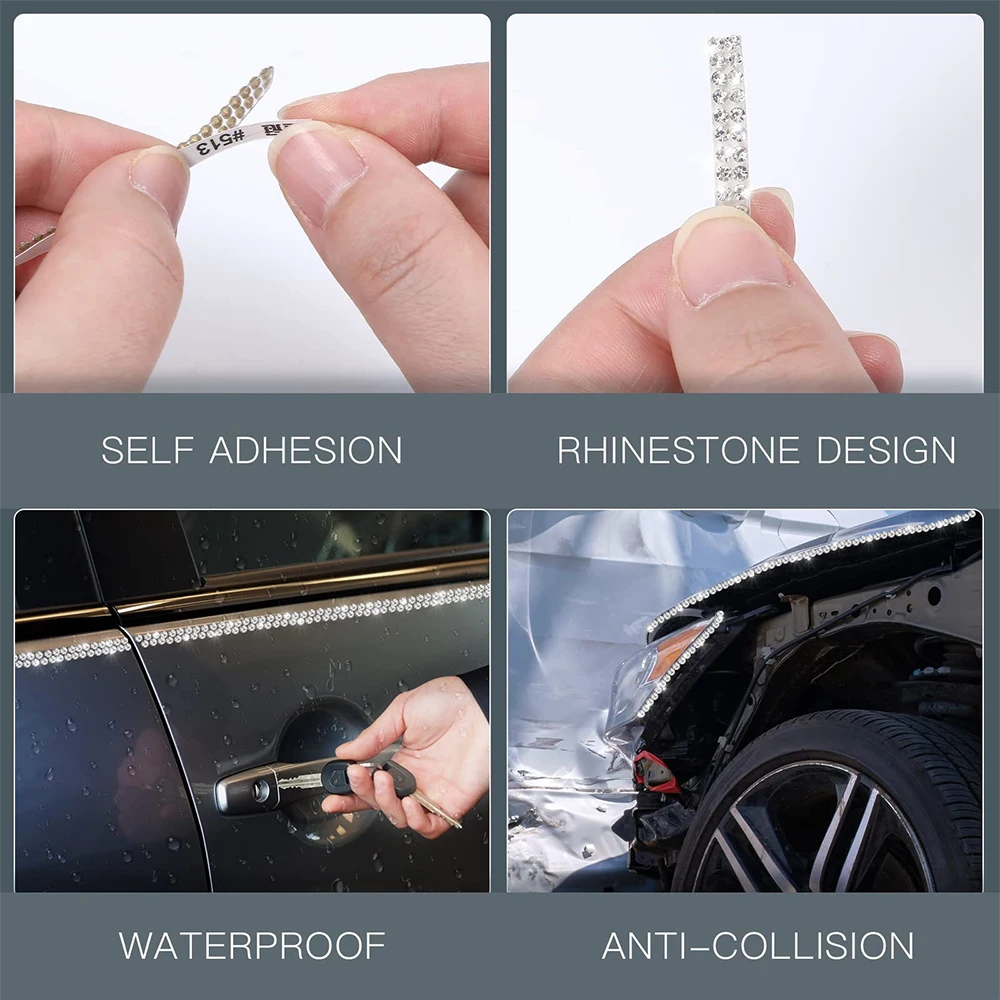 1PC Rhinestone Sticker JDM Modified 1M Car Sticker DIY Universal Self Adhesive Crystal Rhinestone Sticker For Car Decoration