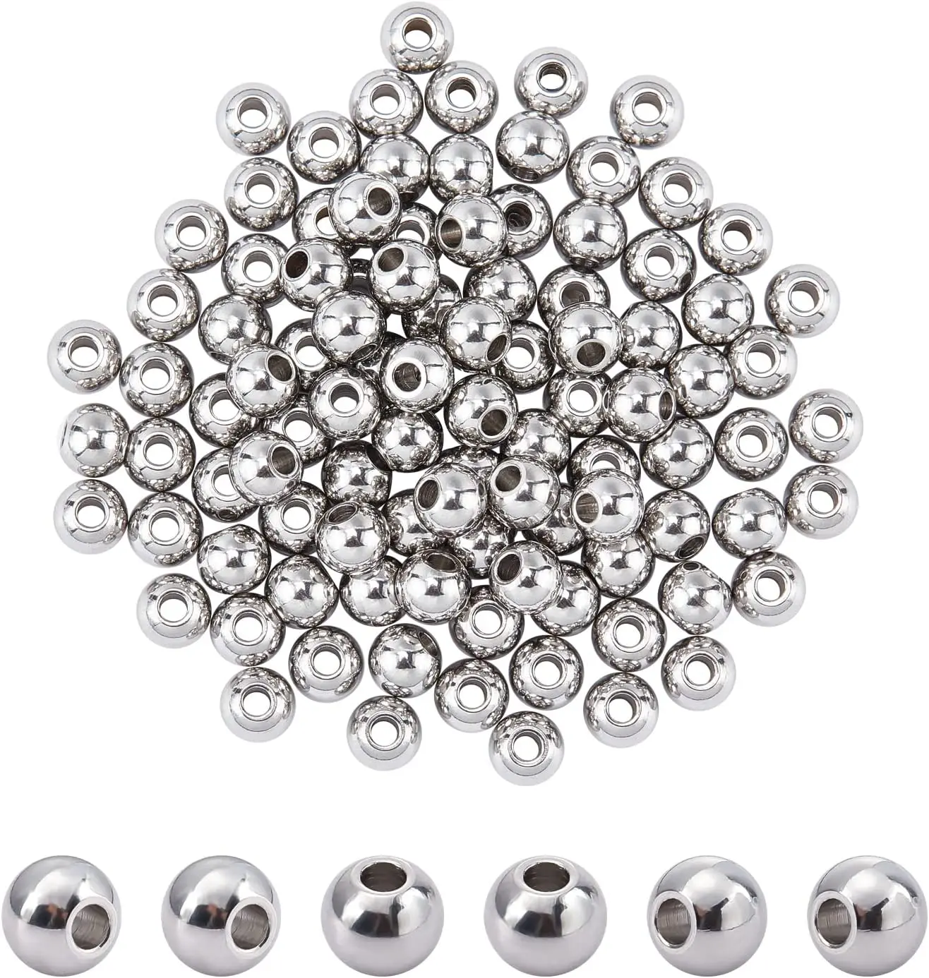 2/2.4/3/4mm 100pcs Stainless Steel Metal Jewelry Making DIY Findings Spacer Beads Round