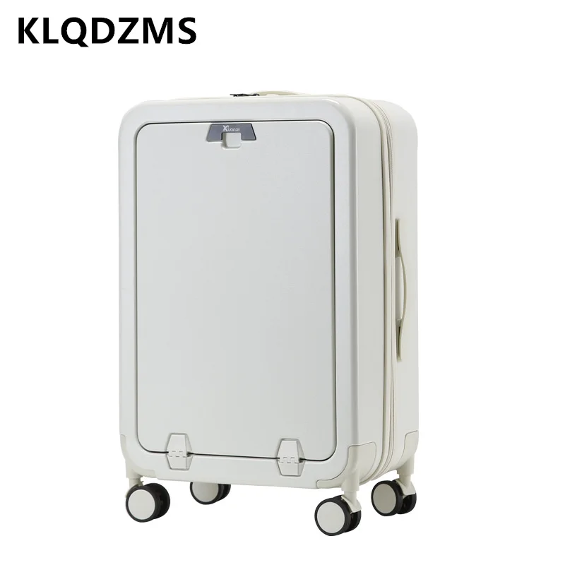 KLQDZMS 20"22"24"26" Inch Luggage with Wheels Front Opening Laptop Boarding Case PC Trolley Case Travel Essentials Suitcase