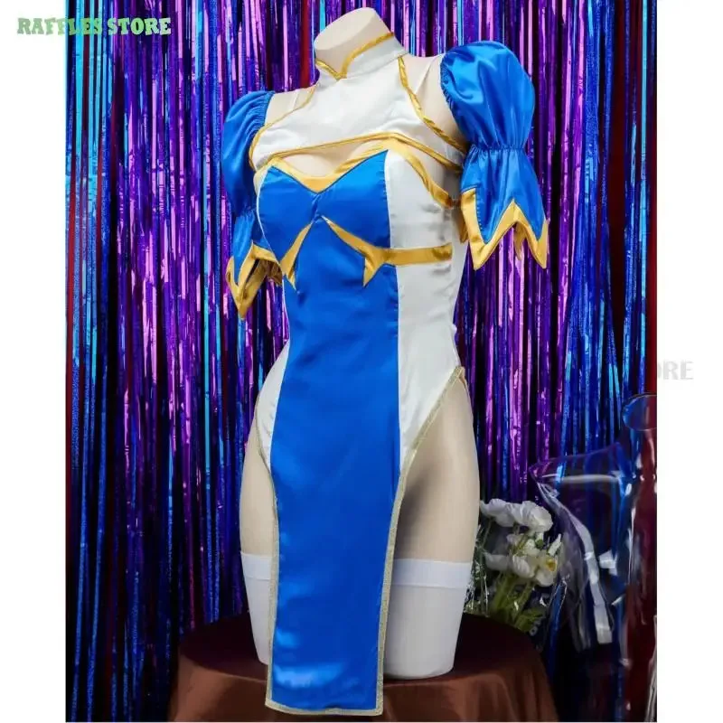 Chunli Chun Li Cosplay Dress Costume Game SF 6 Role Play Blue Qipao Outfit Full Set Kungfu Suit Halloween Fancy Dress Party Suit