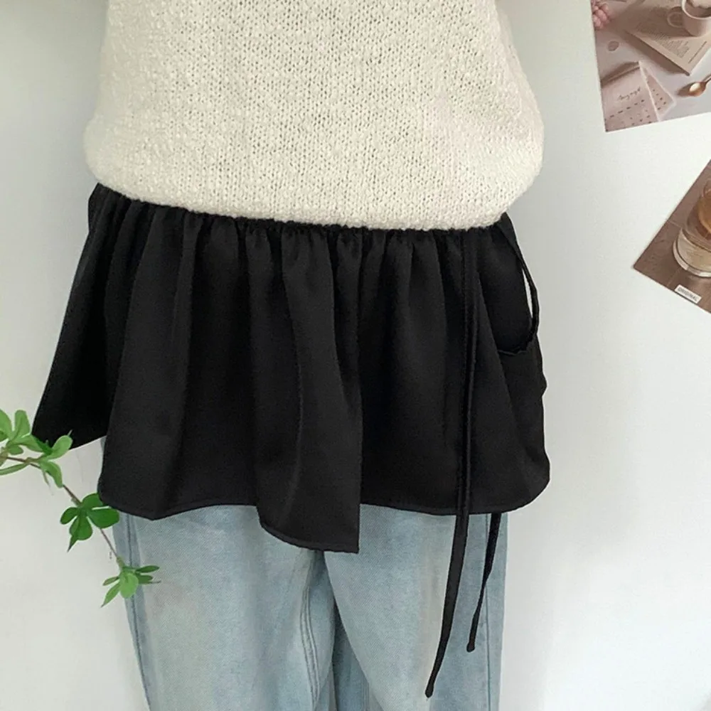 ファッションヒップホップレイヤー衣装スカートシャツエクステンダー甘いレースアップヒップスカーフ無地 Y2K フリルエッジウエストバンドストリート