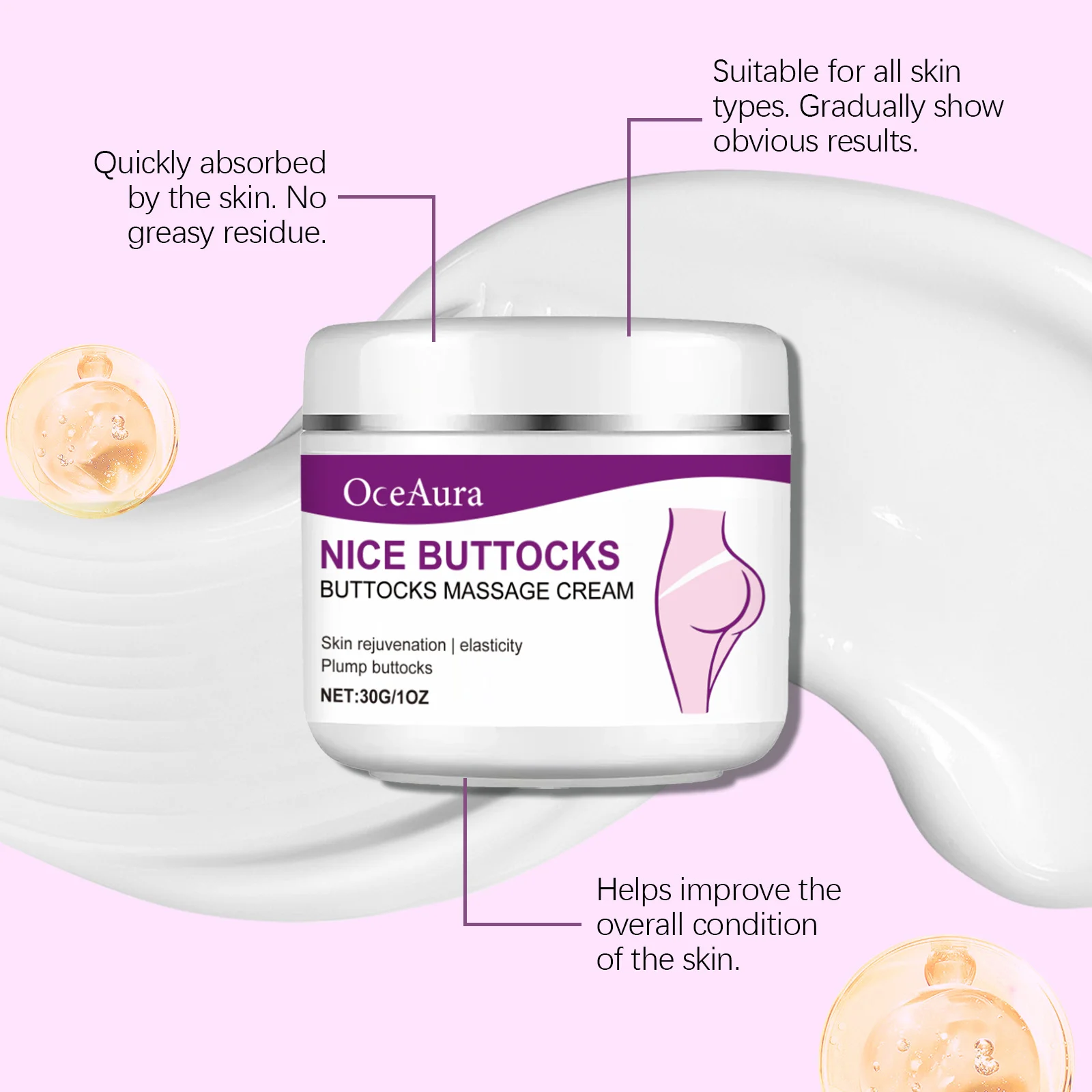 Crema para levantar glúteos, mejora la flacidez, reafirmante, levantamiento de cadera, agrandamiento de glúteos, crema nutritiva suavizante para glúteos