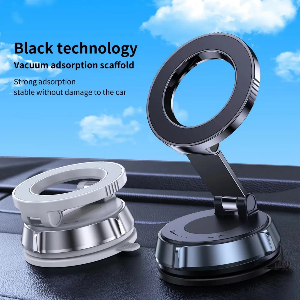 

Magnetic Phone Holder 360° Rotatable & Foldable Design With Vacuum Suction Cup Phone Holder Car Accessories