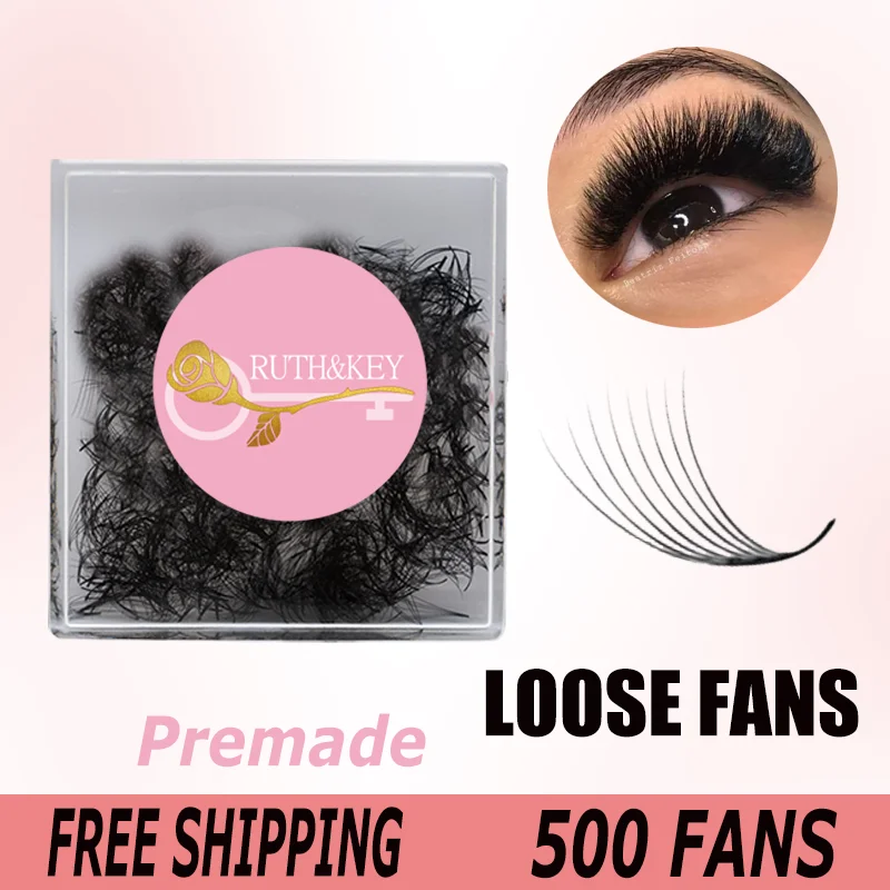 Pointy Thin Base Premade Loose Fans C/D 0.05mm 500 Promade Fans Medium Stem Sharp Russian Volume Lash Faux Mink Handmade Lashes