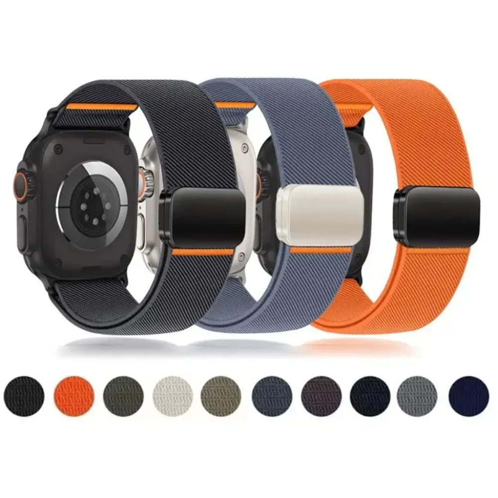 Magnetisches Nylonband für Apple Watch Ultra Armband 49 mm 46 45 44 42 41 40 38 mm Loop Armband für iWatch Serie 11 10 9 8 7 6 5 4 SE