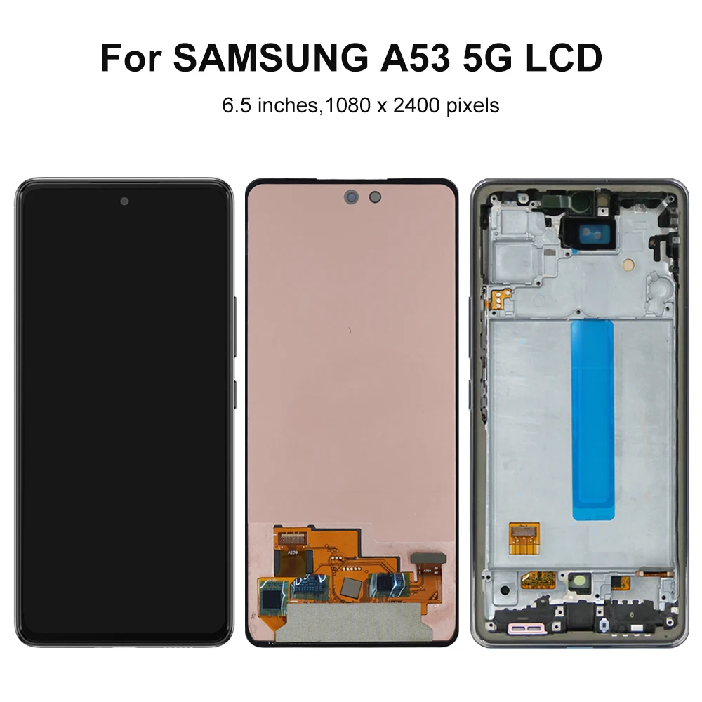 A53 5G Super AMOLED Screen for Samsung Galaxy A53 5G A536B A536B/DS LCD Display Touch Screen Digitizer with Frame Replacement