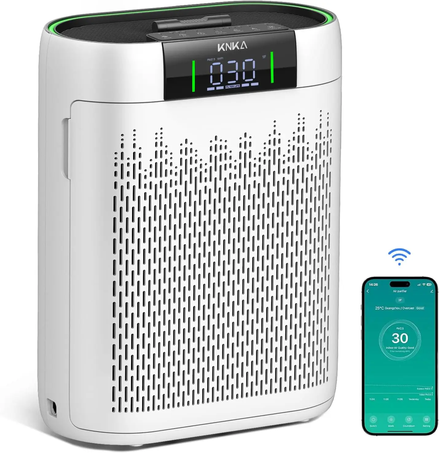 Air Purifiers for Home Large Room Bedroom up to 1740 Ft², Hepa Air Purifier with Air Quality Monitor, Smart WiFi Sleep Mode,