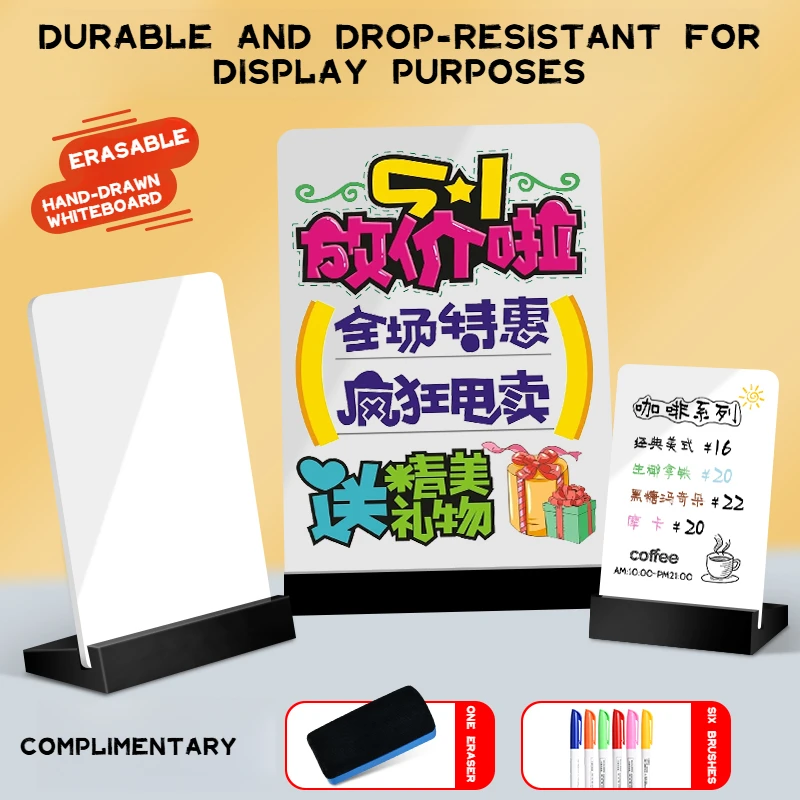 

Erasable Whiteboard with Base A4 A5 A6 School Demonstration Board Blackboard Marker Pen Stationery Office Classroom Art Tool